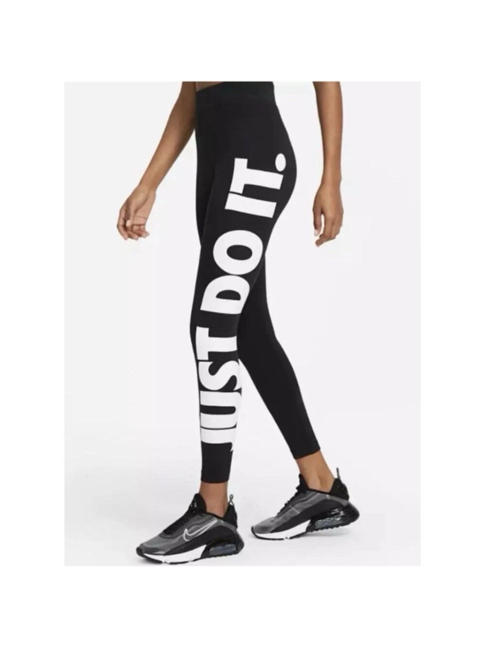 Nike Leg-A-See Women Leggings Just Do It Black Spell Out Logo Gym Yoga XL NWT